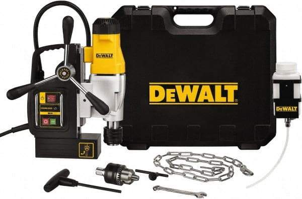 DeWALT - 1/2" Chuck, 4.375" Travel, Portable Magnetic Drill Press - 300 & 450 RPM, 10 Amps, 1100 Watts, 120 Volts, 8' Cord Length - A1 Tooling