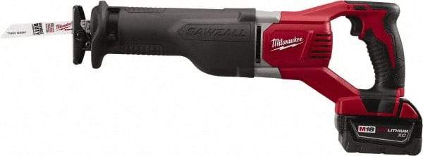 Milwaukee Tool - 18V, 0 to 3,000 SPM, Cordless Reciprocating Saw - 1-1/8" Stroke Length, 19" Saw Length, 1 Lithium-Ion Battery Included - A1 Tooling