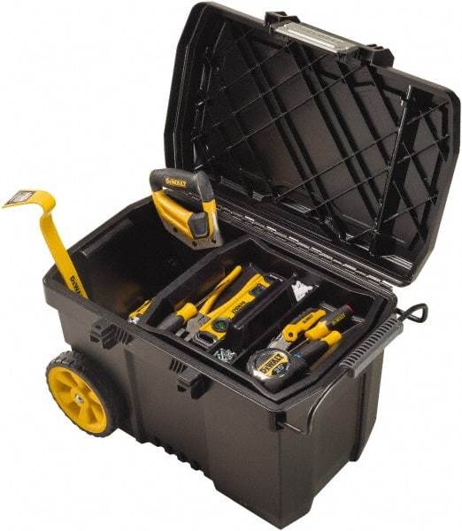 DeWALT - 1 Compartment 1 Tray Mobile Tool Chest - 15-39/64" Wide x 24-51/64" Deep x 16-1/2" High, Polypropylene, Black - A1 Tooling