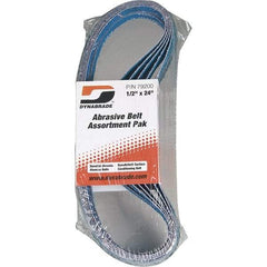 Dynabrade - 1/2" Wide x 24" OAL, 60 & 80 Grit, Zirconia Alumina Abrasive Belt - Zirconia Alumina, Coated & Nonwoven, X Weighted Cloth Backing, Wet/Dry - A1 Tooling