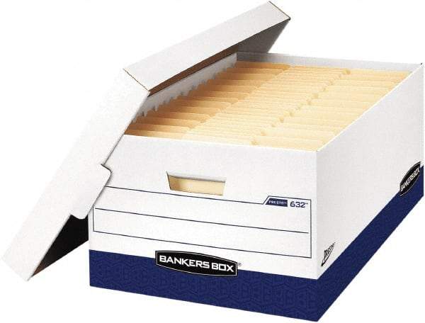 BANKERS BOX - 1 Compartment, 16" Wide x 10-3/8" High x 7-21/64" Deep, Storage Box - Corrugated Cardboard, White/Blue - A1 Tooling