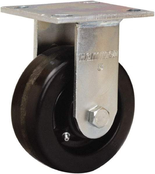 Hamilton - 5" Diam x 2" Wide x 7" OAH Top Plate Mount Rigid Caster - Phenolic, 1,000 Lb Capacity, Straight Roller Bearing, 4 x 4-1/2" Plate - A1 Tooling