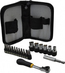 General - 18 Piece, Screwdriver Mini-Ratchet Bit Kit - #1 & #2 Phillips, 0.05 to 1/4" Hex, T15 & T20 Torx - A1 Tooling