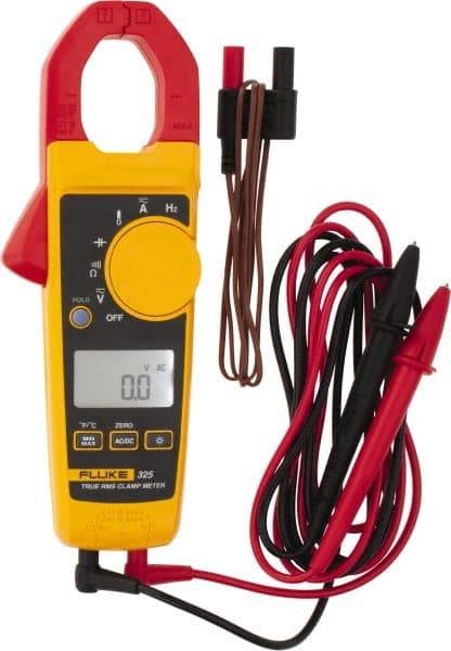 Fluke - 325, CAT IV, CAT III, Digital True RMS Clamp Meter with 1.18" Clamp On Jaws - 600 VAC/VDC, 400 AC/DC Amps, Measures Voltage, Capacitance, Continuity, Frequency, Resistance, Temperature - A1 Tooling