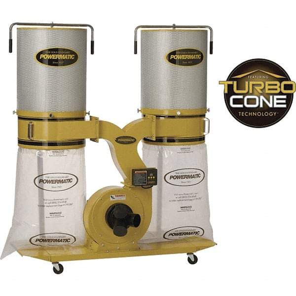 Jet - 230/460 Volt Dust Collector - 236 CFM Air Flow, 11.31" Static Pressure Water Level - A1 Tooling