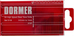 DORMER - 0.3 to 1mm, 118° Point, Oxide Finish, High Speed Steel Jobber Length Drill Bit Set - A1 Tooling