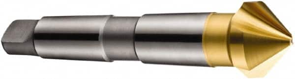 DORMER - 3 Flute 90° High Speed Steel Countersink - TiN Finish, 106mm OAL, Single End, Morse Taper Shank, Right Hand Cut - A1 Tooling