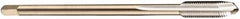 DORMER - M4x0.50 Metric Fine, 3 Flute, Bright Finish, Cobalt Spiral Point Tap - Plug Chamfer, Right Hand Thread, 63mm OAL, 12mm Thread Length, 2.8mm Shank Diam, 6H Class of Fit, Series EP10 - Exact Industrial Supply