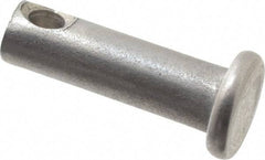 Made in USA - 3/16" Pin Diam, 5/8" OAL, Standard Clevis Pin - 3/32" Hole, 17/32" Usable Length, Uncoated Stainless Steel - A1 Tooling