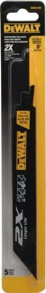 DeWALT - 8" Long x 1" Thick, Bi-Metal Reciprocating Saw Blade - Straight Profile, 14 to 18 TPI, Toothed Edge - A1 Tooling