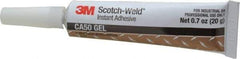 3M - 0.70 oz Tube Clear Instant Adhesive - Series CA50, 60 to 120 sec Fixture Time, 24 hr Full Cure Time, Bonds to Cardboard, Cork Board, Fabric, Fiberglass, Foam, Metal, Plastic, Rubber & Vinyl - A1 Tooling