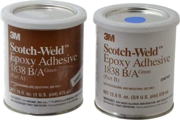 3M - 16 oz Can Two Part Epoxy - 60 min Working Time, 3,000 psi Shear Strength, Series 1838 - A1 Tooling