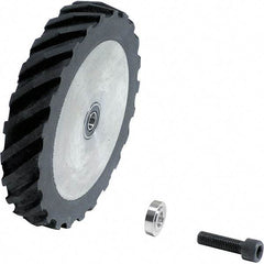 Dynabrade - 4" Diam x 5/8" Wide Contact Wheel Assembly - 1/4" Arbor Hole, Scoop, 40 Duro Rubber Face - A1 Tooling