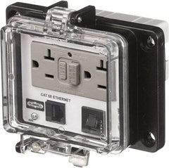 Hubbell Wiring Device-Kellems - 1 Port, 3 Power Receptacle, Ethernet, Clear Data Port Receptacle - 4.79 Inch Long x 1.61 Inch Deep x 5.08 Inch Wide, Aluminum, Surface Mount, Gray - A1 Tooling