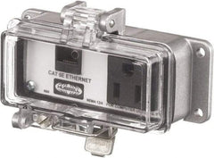 Hubbell Wiring Device-Kellems - 1 Port, 1 Power Receptacle, Ethernet, Clear Data Port Receptacle - 3.2 Inch Long x 1.6 Inch Deep x 4.45 Inch Wide, Aluminum, Surface Mount, Gray - A1 Tooling