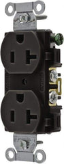 Hubbell Wiring Device-Kellems - 125 Volt, 20 Amp, 5-20R NEMA Configuration, Black, Specification Grade, Self Grounding Duplex Receptacle - 1 Phase, 2 Poles, 3 Wire, Flush Mount - A1 Tooling