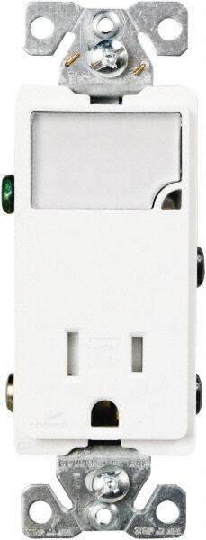 Cooper Wiring Devices - 2 Pole, 125 VAC, 15 Amp, 1 Outlet, Flush Mounted, Self Grounding, Tamper Resistant Combination Outlet with Night Light - 5-15R Configuration, Back Side Wiring, Thermoplastic Material, cULus Listed Standard - A1 Tooling