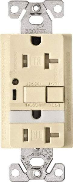 Cooper Wiring Devices - 1 Phase, 5-20R NEMA, 125 VAC, 20 Amp, Self Grounding, GFCI Receptacle - 2 Pole, Back and Side Wiring, Tamper Resistant, Thermoplastic Commercial, Specification Grade - A1 Tooling