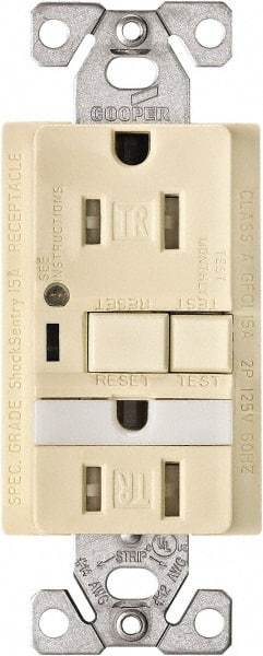 Cooper Wiring Devices - 1 Phase, 5-15R NEMA, 125 VAC, 15 Amp, Self Grounding, GFCI Receptacle - 2 Pole, Back and Side Wiring, Tamper Resistant, Thermoplastic Commercial, Specification Grade - A1 Tooling