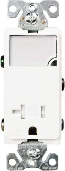 Cooper Wiring Devices - 2 Pole, 125 VAC, 20 Amp, 1 Outlet, Flush Mounted, Self Grounding, Tamper Resistant Combination Outlet with Night Light - 5-20R Configuration, Back Side Wiring, Thermoplastic Material, cULus Listed Standard - A1 Tooling