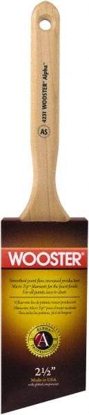 Wooster Brush - 2-1/2" Angled Synthetic Sash Brush - 2-15/16" Bristle Length, 7-7/8" Maple Fluted Handle - A1 Tooling