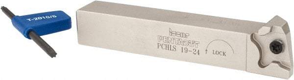 Iscar - External Thread, 0.256" Max Depth of Cut, 0.8mm Min Groove Width, 4.7" OAL, Left Hand Indexable Grooving Cutoff Toolholder - 3/4" Shank Height x 3/4" Shank Width, PENTA 24... Insert Style, PCHLS Toolholder Style, Series PentaCut - A1 Tooling