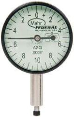 Mahr - 0.05" Range, 0-10-0 Dial Reading, 0.0005" Graduation Dial Drop Indicator - 1-1/4" Dial, 0.02" Range per Revolution, 0.0005" Accuracy, Revolution Counter - A1 Tooling