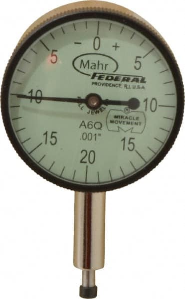 Mahr - 0.1" Range, 0-20-0 Dial Reading, 0.001" Graduation Dial Drop Indicator - 1-1/4" Dial, 0.04" Range per Revolution, 0.001" Accuracy, Revolution Counter - A1 Tooling