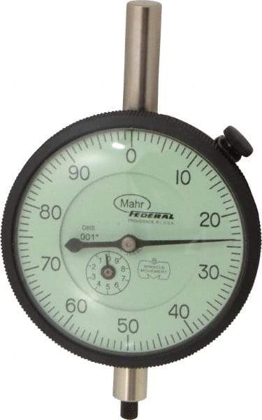 Mahr - 1" Range, 0-100 Dial Reading, 0.001" Graduation Dial Drop Indicator - 2-3/4" Dial, 0.1" Range per Revolution, 0.001" Accuracy, Revolution Counter - A1 Tooling