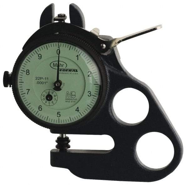 Mahr - 0 to 1 Inch Measurement, 0.001 Inch Graduation, 2 Inch Throat Depth, Dial Thickness Gage - 1/4 Inch Dial Diameter - A1 Tooling