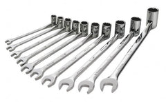 SK - 10 Piece, 10 to 19mm, Combination Wrench Set - Metric System of Measurement, Chrome Finish, Comes in Tray - A1 Tooling