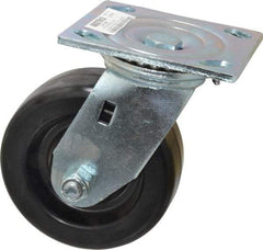 Value Collection - 5" Diam x 2" Wide x 6-1/2" OAH Top Plate Mount Swivel Caster - Phenolic, 1,000 Lb Capacity, Roller Bearing, 4 x 4-1/2" Plate - A1 Tooling