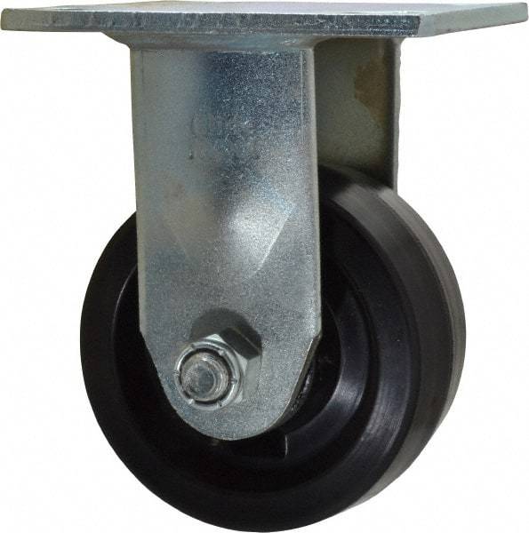 Value Collection - 4" Diam x 2" Wide x 5-5/8" OAH Top Plate Mount Rigid Caster - Phenolic, 800 Lb Capacity, Roller Bearing, 4 x 4-1/2" Plate - A1 Tooling