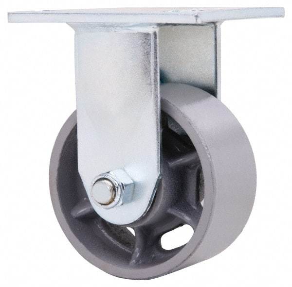 Value Collection - 4" Diam x 2" Wide x 5-5/8" OAH Top Plate Mount Rigid Caster - Semi-Steel, 700 Lb Capacity, Roller Bearing, 4 x 4-1/2" Plate - A1 Tooling