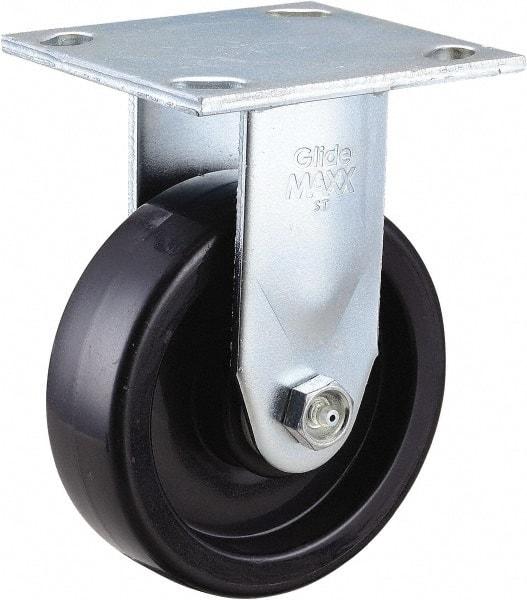 Value Collection - 5" Diam x 1-1/2" Wide x 6-1/2" OAH Top Plate Mount Rigid Caster - Polyolefin, 550 Lb Capacity, Delrin Bearing, 4 x 4-1/2" Plate - A1 Tooling