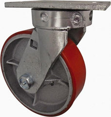 Value Collection - 8" Diam x 2-1/2" Wide x 10-1/8" OAH Top Plate Mount Swivel Caster - Polyurethane, 1,800 Lb Capacity, Roller Bearing, 4-1/2 x 6-1/2" Plate - A1 Tooling