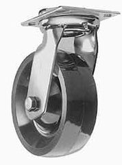 Albion - 6" Diam x 2" Wide x 7-1/2" OAH Top Plate Mount Swivel Caster - Phenolic, 500 Lb Capacity, Sealed Roller Bearing, 3-3/4 x 4-1/2" Plate - A1 Tooling