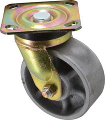 Albion - 5" Diam x 2" Wide x 6-1/2" OAH Top Plate Mount Swivel Caster - Semi-Steel, 1,100 Lb Capacity, Roller Bearing, 4 x 4-1/2" Plate - A1 Tooling