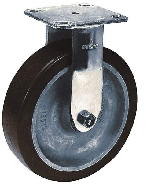 Albion - 6" Diam x 2" Wide x 7-1/2" OAH Top Plate Mount Rigid Caster - Phenolic, 900 Lb Capacity, Roller Bearing, 4 x 4-1/2" Plate - A1 Tooling