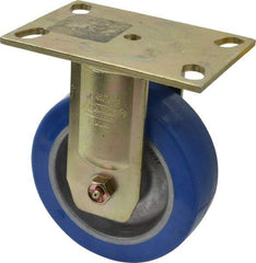 Albion - 6" Diam x 2" Wide x 7-1/2" OAH Top Plate Mount Rigid Caster - Polyurethane, 1,750 Lb Capacity, Sealed Roller Bearing, 4-1/2 x 6-5/16" Plate - A1 Tooling