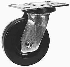 Albion - 6" Diam x 2" Wide x 7-1/2" OAH Top Plate Mount Swivel Caster - Phenolic, 1,500 Lb Capacity, Sealed Roller Bearing, 4-1/2 x 6-5/16" Plate - A1 Tooling