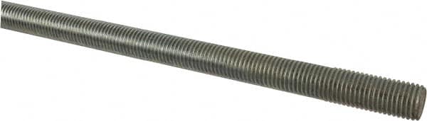 Made in USA - 1-8 UNC (Coarse), 6' Long, Low Carbon Steel Threaded Rod - Zinc-Plated Finish, Right Hand Thread - A1 Tooling