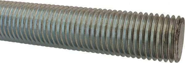 Made in USA - 1-1/4-7 UNC (Coarse), 6' Long, Low Carbon Steel Threaded Rod - Zinc-Plated Finish, Right Hand Thread - A1 Tooling