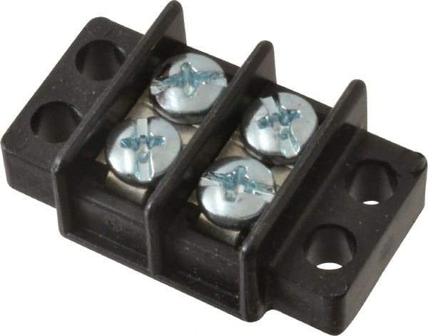 Ideal - 2 Poles, 300 Volt, 30 Amp, -40 to 266°F, Polyester Thermoplastic, Polyester Thermoplastic Multipole Terminal Block - Zinc Plated Steel, 22 to 14 AWG Compatibility, 0.41 Inch High - A1 Tooling