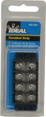 Ideal - 4 Poles, 300 Volt, 30 Amp, -40 to 266°F, Polyester Thermoplastic, Polyester Thermoplastic Multipole Terminal Block - Zinc Plated Steel, 22 to 12 AWG Compatibility, 0.56 Inch High - A1 Tooling