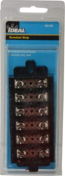 Ideal - 6 Poles, 600 Volt, 60 Amp, -40 to 266°F, Polyester Thermoplastic, Polyester Thermoplastic Multipole Terminal Block - Nickle Plated Brass, 22 to 6 AWG Compatibility, 1-1/4 Inch High - A1 Tooling