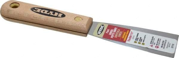 Hyde Tools - 1-1/2" Wide Steel Putty Knife - Flexible, Hardwood Handle, 7-3/4" OAL - A1 Tooling