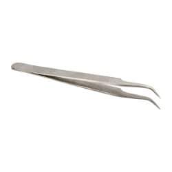 Value Collection - 4-3/8" OAL 7-SA Dumont-Style Swiss Pattern Tweezers - Curved Shanks with Beveled Edges, Plain, Sharp Points - A1 Tooling