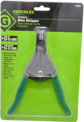 Greenlee - 20 to 10 AWG Capacity Automatic Wire Stripper - 7-1/8" OAL, Plastic Cushion Handle - A1 Tooling