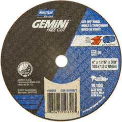 4 × 1/16 × 3/8″ Gemini Free Cut Small Diameter Cut-Off Wheel >3″ A 36 T Type 01/41 - A1 Tooling